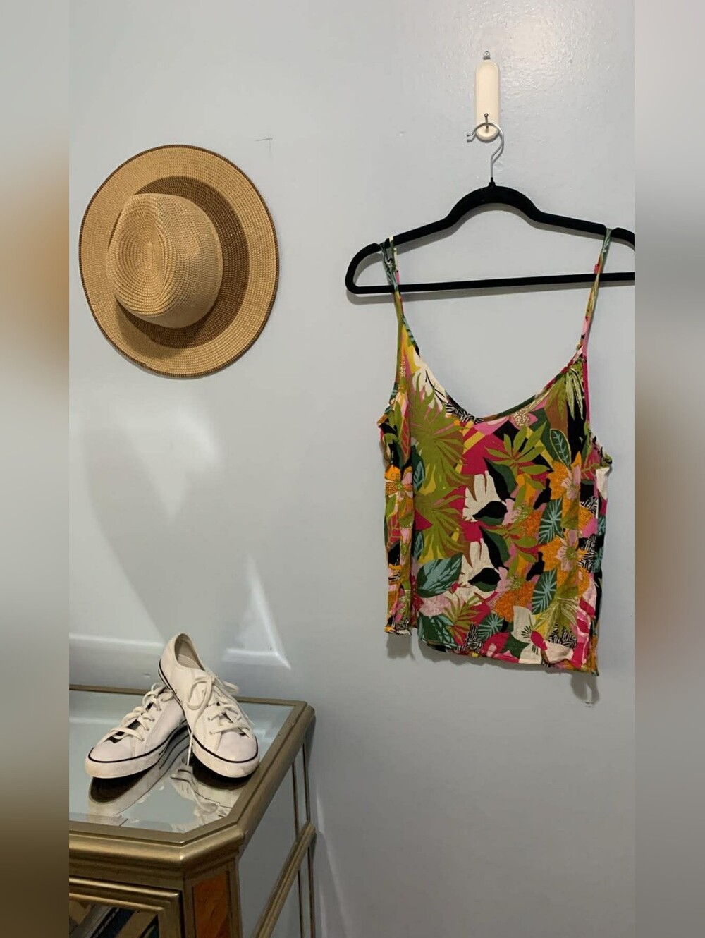 Tropical Print Spaghetti Strap Cami - Multicolor